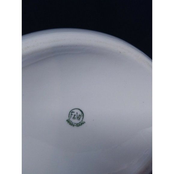 Beautiful Rose Red Green White Ceramic Sugar Bowl W/Holder Led F&W Mark Sign - Picture 7 of 12